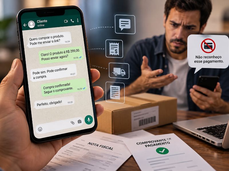 Cliente confirmou a compra por WhatsApp e depois não reconheceu o pagamento: quais provas avaliar?