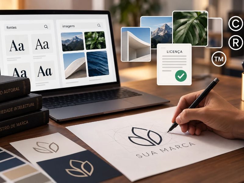Posso usar fontes e imagens de bancos no novo logotipo da empresa?