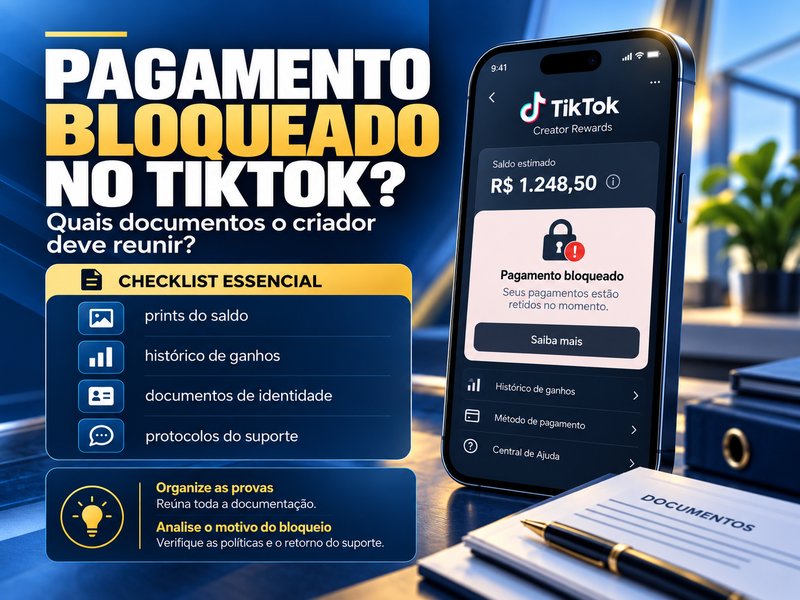 Saldo ou pagamento do TikTok foi bloqueado: quais documentos o criador deve reunir?