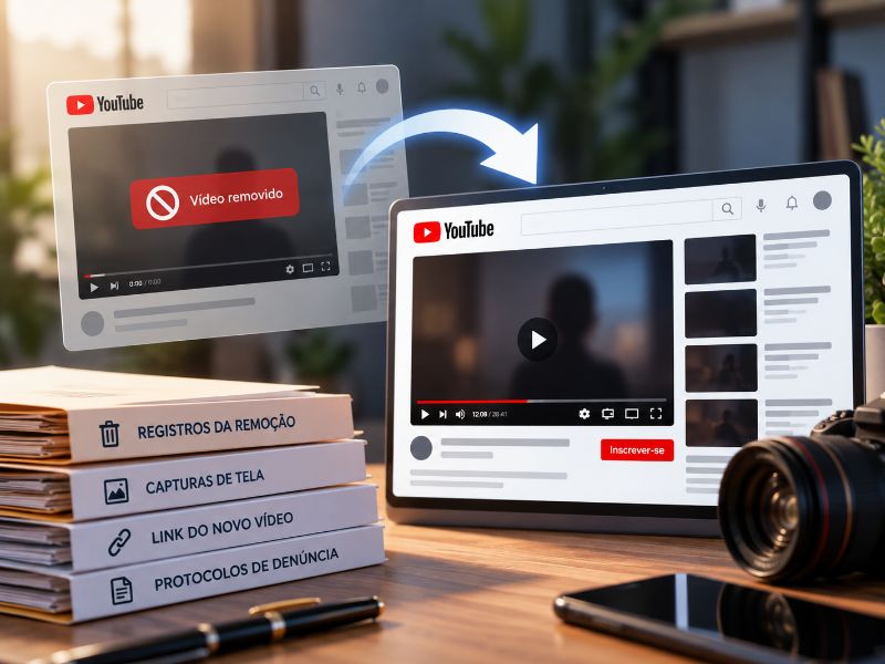 Vídeo removido voltou ao YouTube em outro canal: como documentar a republicação?
